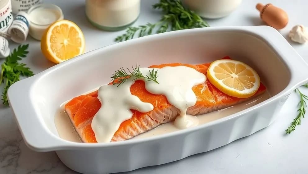 Lax i ugn med krämig sås